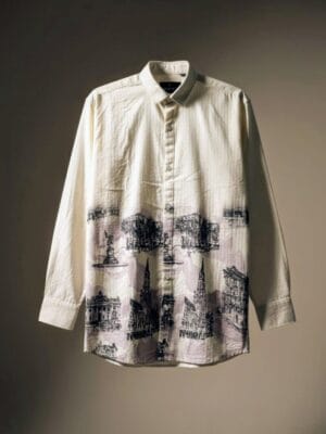 Cream Popcorn Shirt | Artistic City Print Design