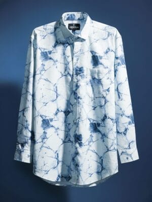 Blue Marble Printed Designer Popcorn Shirt