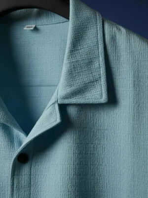 Light Blue 5-Sleeve Regular Fit Lycra Shirt-Style