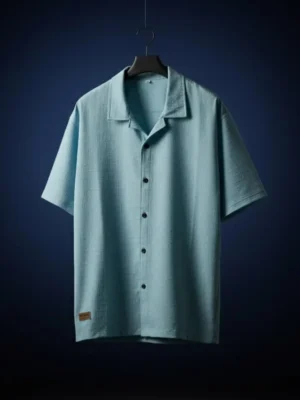 Light Blue 5-Sleeve Regular Fit Lycra Shirt-Style