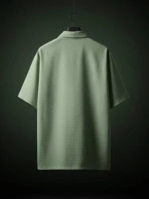 Light Green 5-Sleeve Regular Fit Lycra Shirt-Style T-Shirt