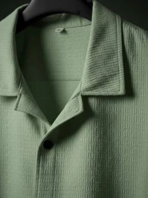 Light Green 5-Sleeve Regular Fit Lycra Shirt-Style T-Shirt