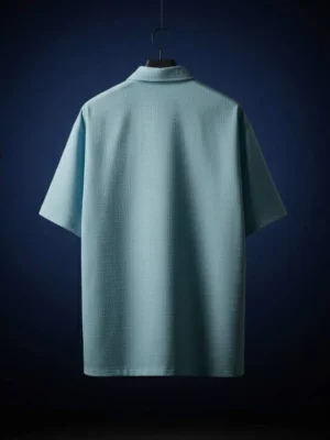 Light Blue 5-Sleeve Regular Fit Lycra Shirt-Style