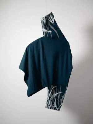 Navy Blue Printed Lycra Oversized T-Shirt