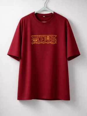 Maroon Oversized One Piece Graphic T-Shirt