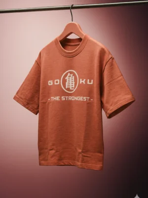 GOKU Printed Oversized Cotton T-Shirt – Rust Orange | Anime Streetwear Collection