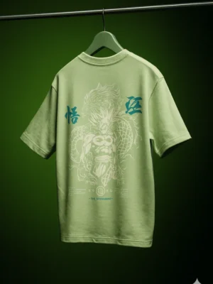GOKU Printed Oversized Cotton T-Shirt – Mint Green | Anime Streetwear Collection