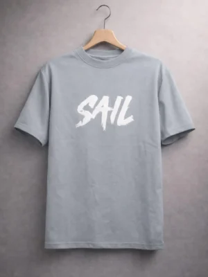 Sail Graphic T-Shirt in Imported Lycra Grey