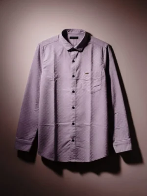 Lavender Textured Cotton Blend Full Sleeve Shirt