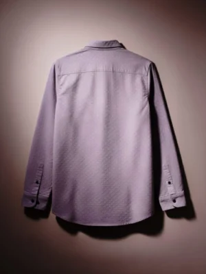 Lavender Textured Cotton Blend Full Sleeve Shirt