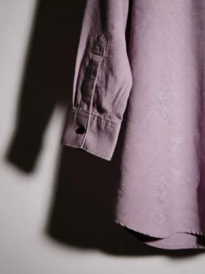 Lavender Textured Cotton Blend Full Sleeve Shirt