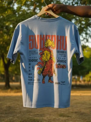 Sunggoku Graphic Oversized T-Shirt – Sky Blue