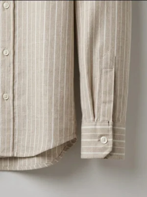 Premium Beige Striped Cotton Full Sleeve Shirt