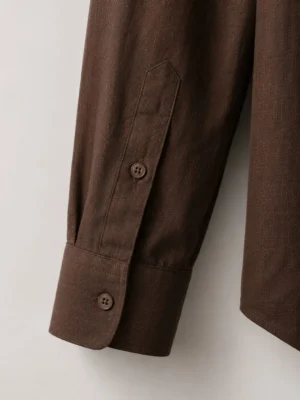 Premium Dark Brown Cotton Full Sleeve Shirt for Men