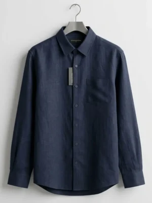 Navy Blue Cotton Full Sleeve Shirt