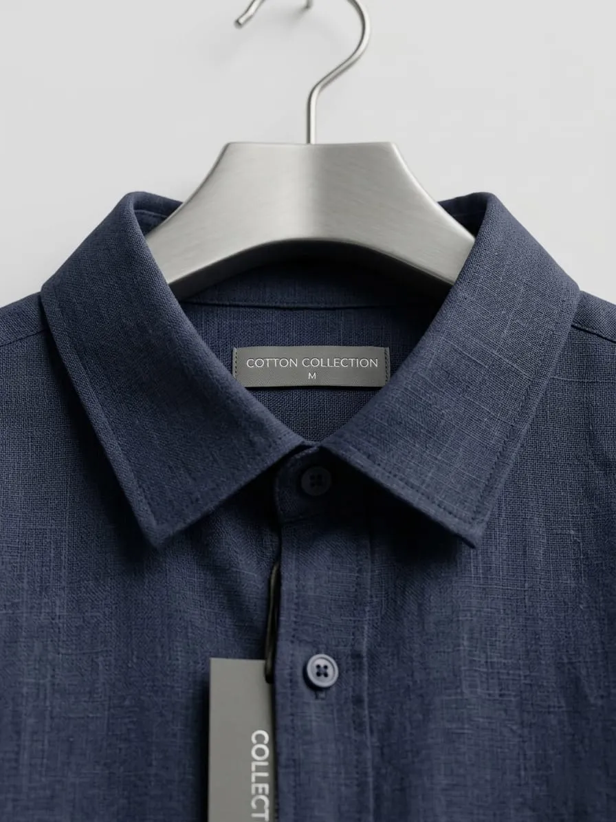 Navy Blue Cotton Full Sleeve Shirt - Image 2
