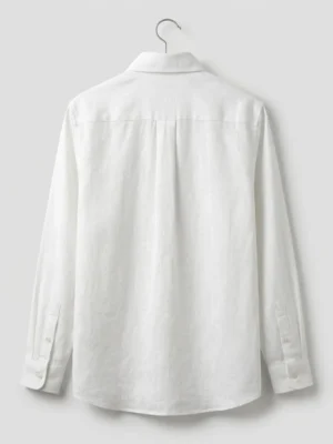 Premium White Embroidered Cotton Full Sleeve Shirt for Men
