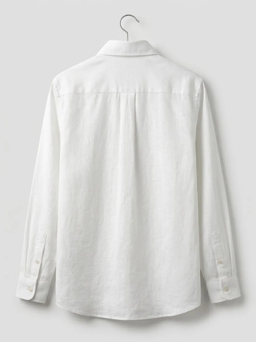 Premium White Embroidered Cotton Full Sleeve Shirt for Men - Image 3
