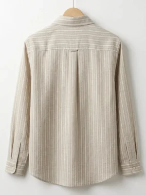 Premium Beige Striped Cotton Full Sleeve Shirt