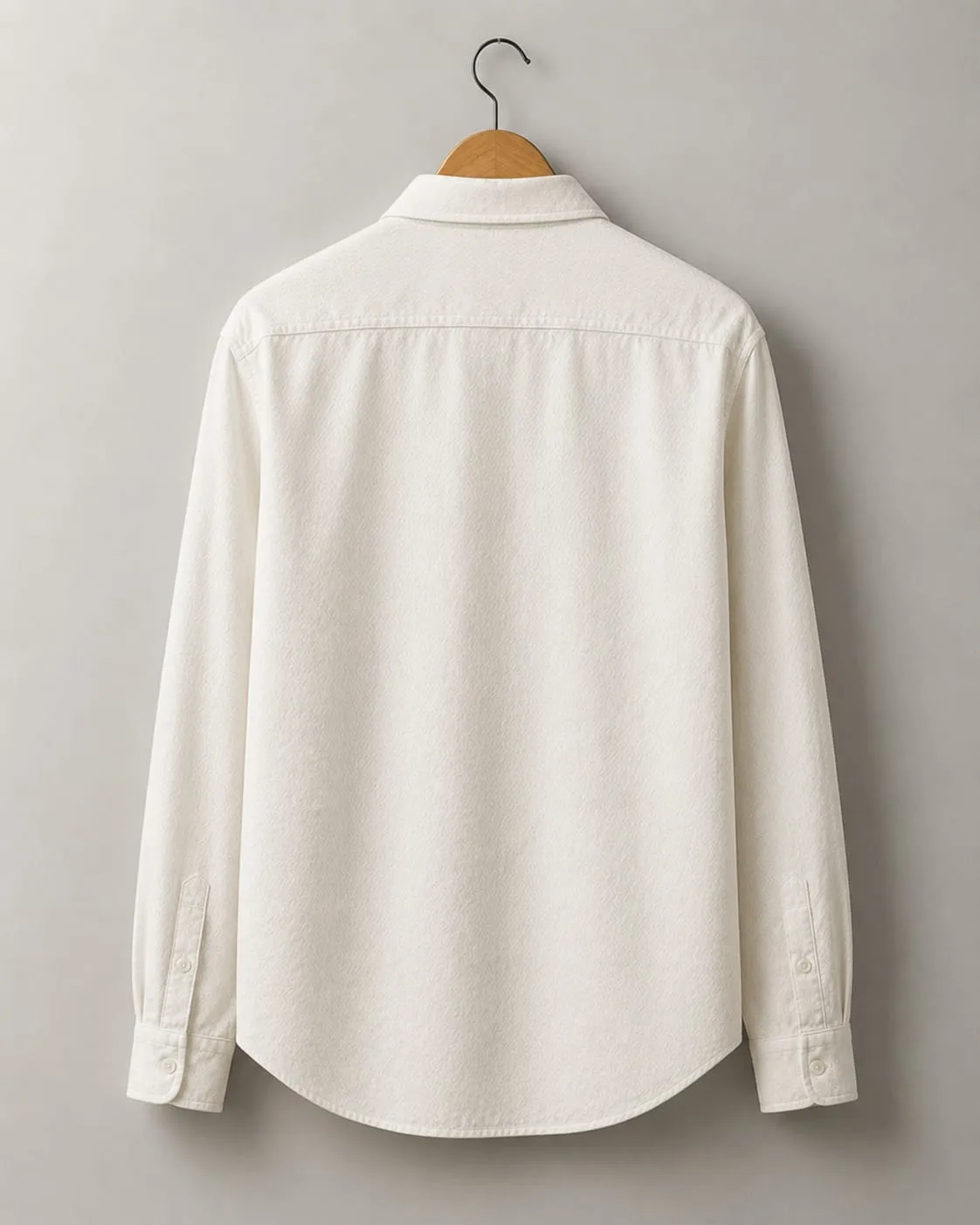 Premium White Linen Textured Full Sleeve Shirt for Men - Image 4
