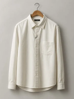 Premium White Linen Textured Full Sleeve Shirt for Men