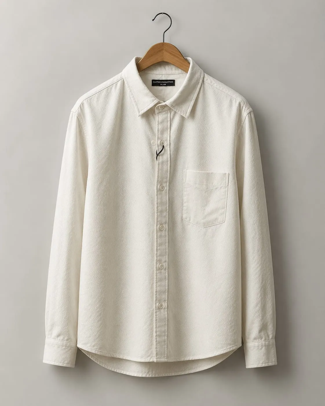 Premium White Linen Textured Full Sleeve Shirt for Men