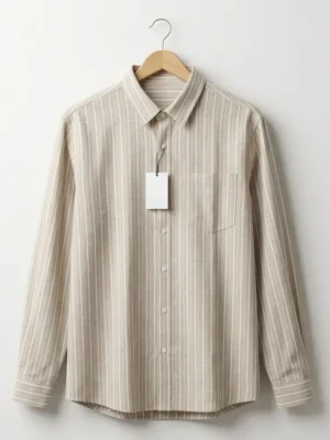 Premium Beige Striped Cotton Full Sleeve Shirt