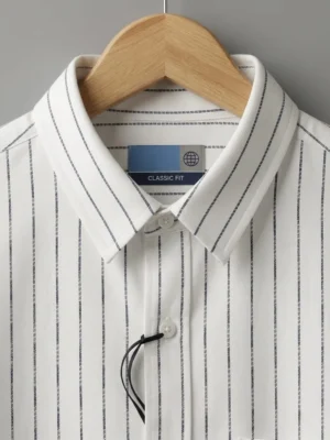Premium White Striped Cotton Full Sleeve Shirt