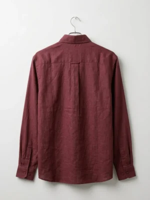 Premium Maroon Embroidered Cotton Full Sleeve Shirt for Men