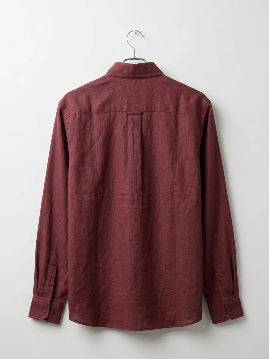 Premium Maroon Embroidered Cotton Full Sleeve Shirt for Men - Image 3