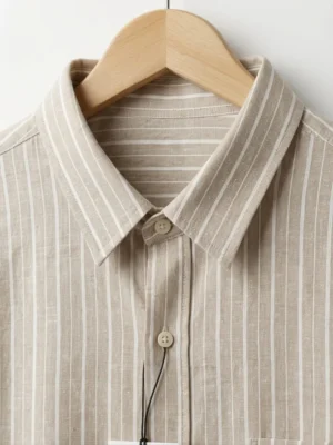 Premium Beige Striped Cotton Full Sleeve Shirt