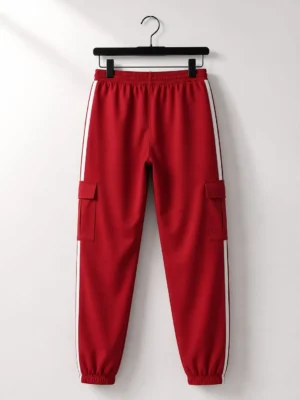 NS Terry Fabric Cargo Track Pants – Red