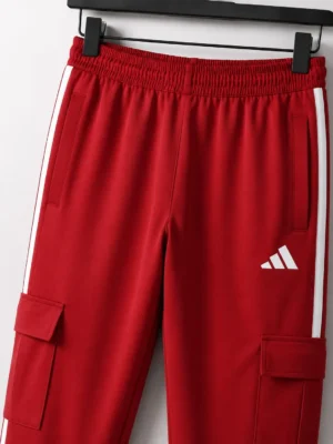 NS Terry Fabric Cargo Track Pants – Red