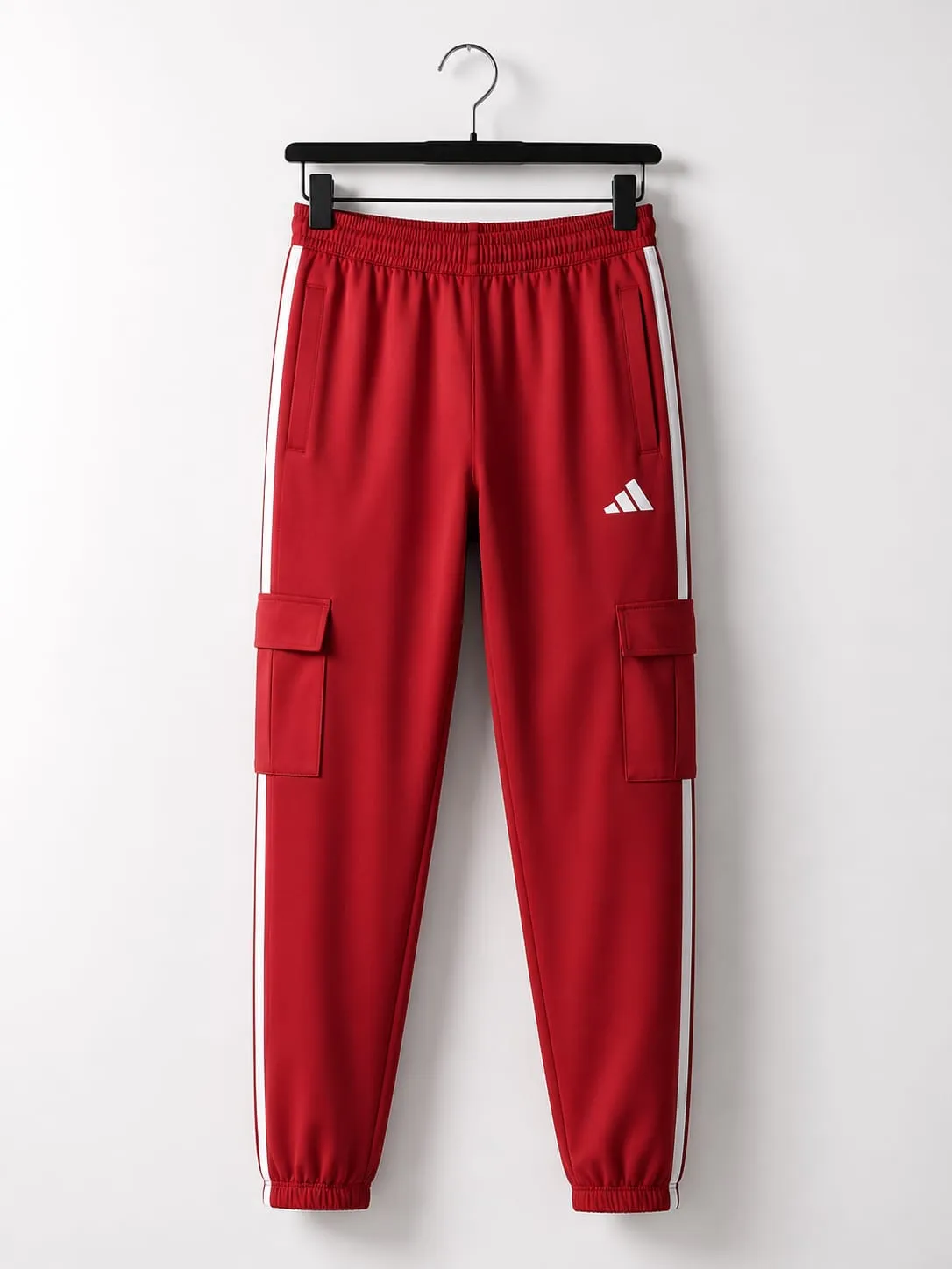 NS Terry Fabric Cargo Track Pants – Red